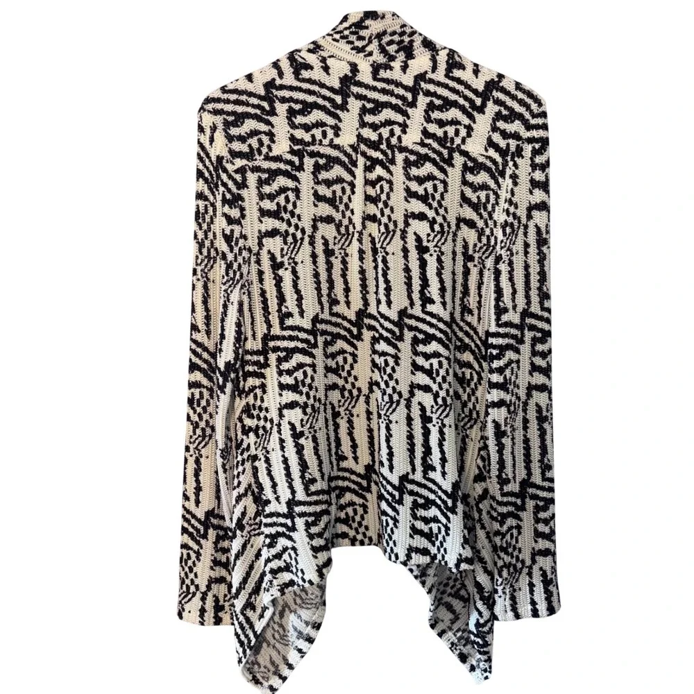 Alberto‎ Makali Womens Medium Cardigan Sweater Black White Geometric Animal Chic